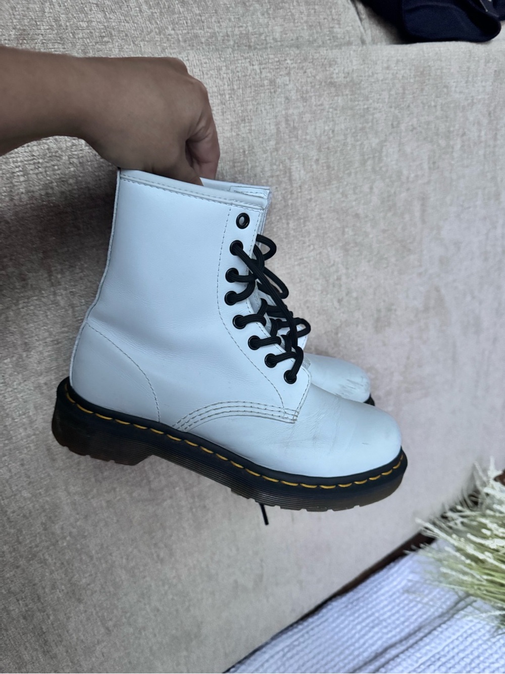 White Lace-Up Platform Ankle Boots - Women 6